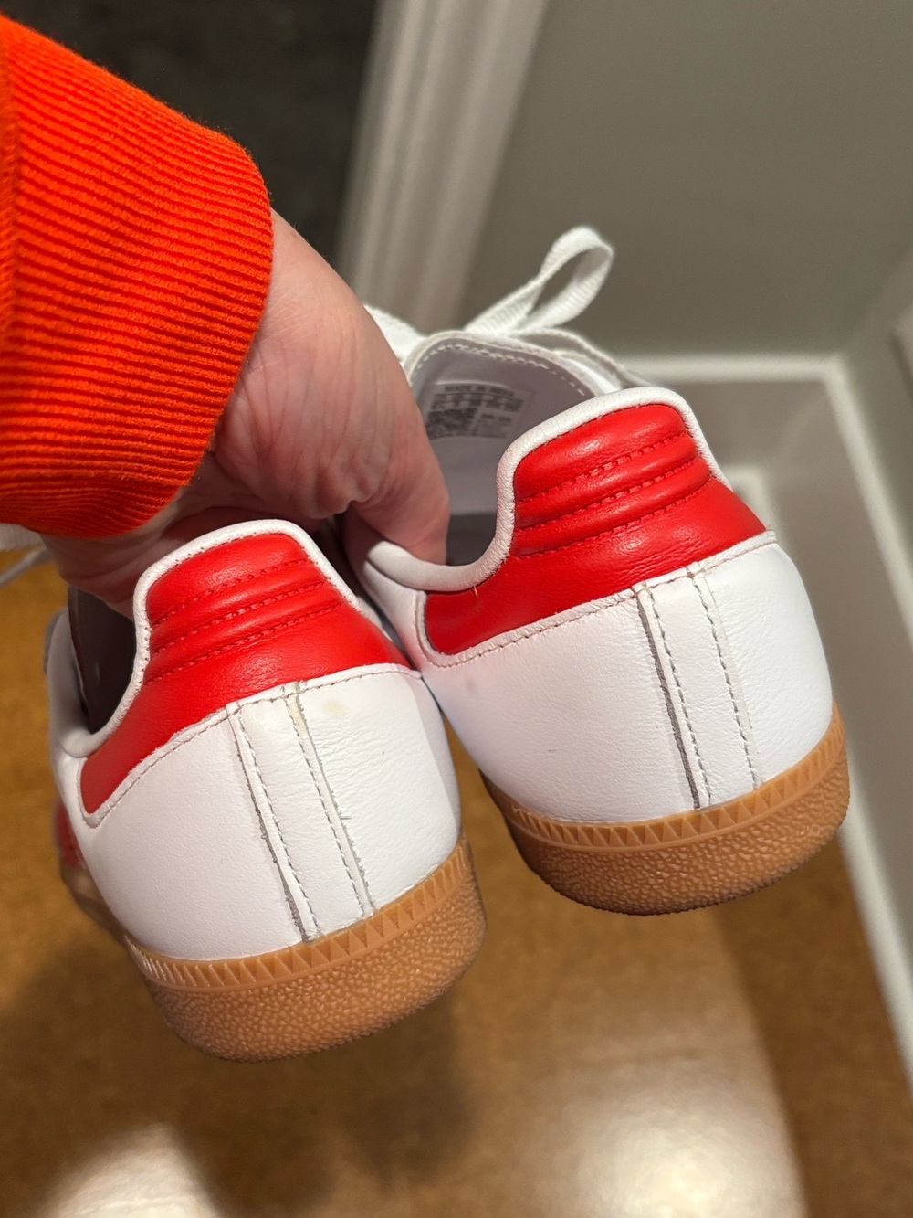 NWOT White and Lucid (Bright Crimson) Red Stripe OG Samba. Gum Sole. - Picture 6 of 7